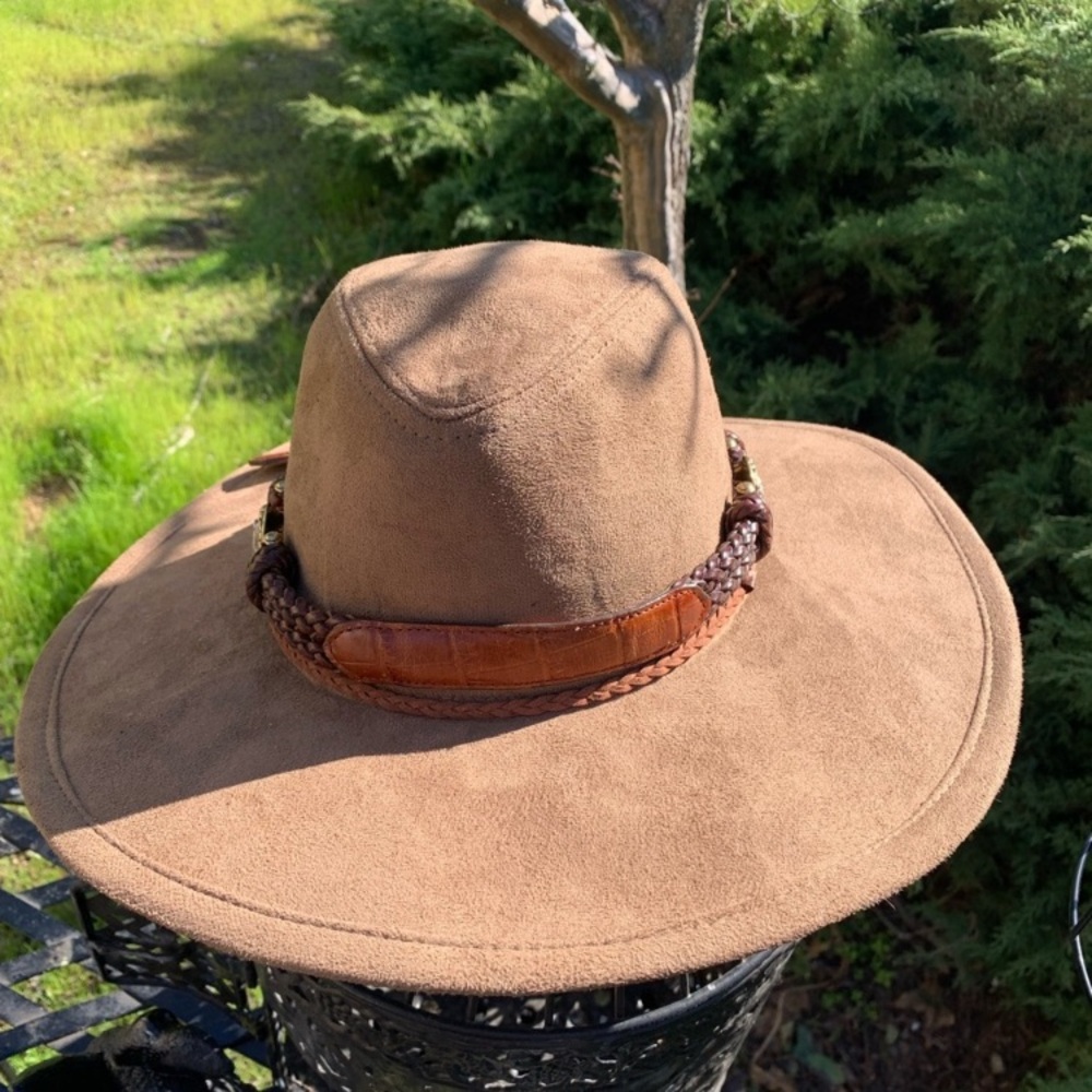 Brown Suede Western Hat with Braided Band,HP25 - Picture 10 of 12